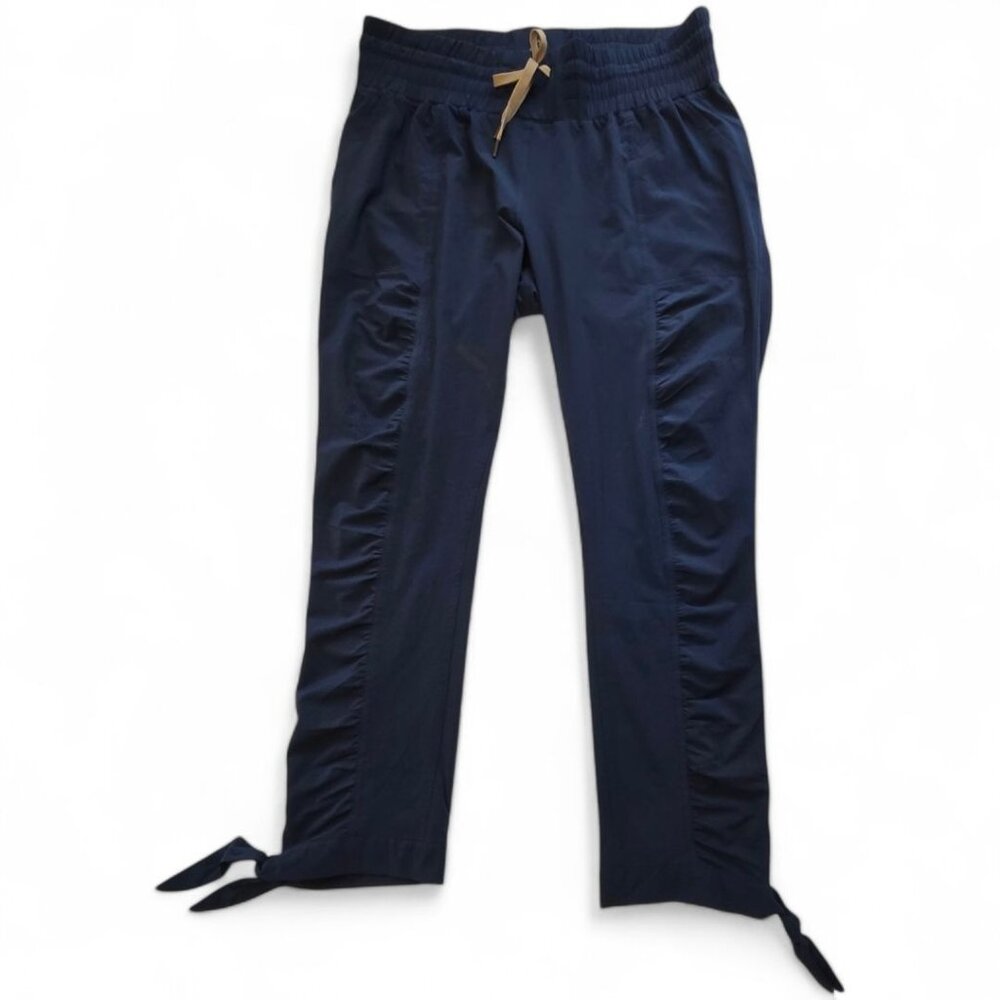 PrAna Womens Size M Navy Blue Athletic Pants With Drawstring Ankles